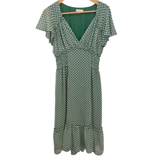 Max Studio Women Midi Dress Size Small Y2K Floral Ruffle Cottagecore Spring Boho - Picture 1 of 8